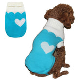 KUTKUT Small Dog Girl Boy Knitted Warm Winter Puppy Kitten Cat Sweater, Cute Heart Doggie Sweater for Shihtzu, Maltese, Yorkii, Pug - kutkutstyle